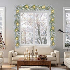 YoleShy 9 FT Real Touch Norfolk Pine Garland Flocked Christmas Garland with Lights Pinecone and White Snow Battery Operated Prelit Garland Christmas Decorations for Mantle Fireplace Xmas Home Decor - Image 7