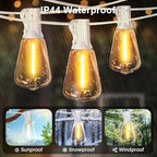 LAMPHOME 4-Pack 26FT Outdoor Patio Lights, 2700K Warm White String Lights 12+1 LED Waterproof Shatterproof Edison Bulbs, Dimmable with Timer for Garden Backyard Yard Hanging Lighting - Image 2