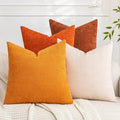 Set of 4 Soft Textured Decorative Throw Pillow Covers 20x20 Inch Cozy Farmhouse Cushion Cover Square Accent Pillow Cases for Bed Couch Sofa Living Room, Beige Rust Orange by Cozoomy