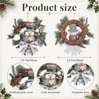 Suncalla 20" Christmas Snowman Wreath Winter Door Wreaths for Front Door - Image 3