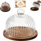 Glass Pumpkin Cloche with Wood Base, Decorative Glass Display Dome Tray by Unknown