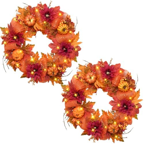 20 Inch Fall Wreaths for Front Door, Fall Decorations for Home by Siyaluens