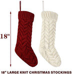 LIBWYS Knit Christmas Décor Stockings with Name Tags, 4 Pack 18" Large Cable Xmas Stockings Classic Burgundy Red Ivory White Chunky Hand Decoration Stockings - Image 5