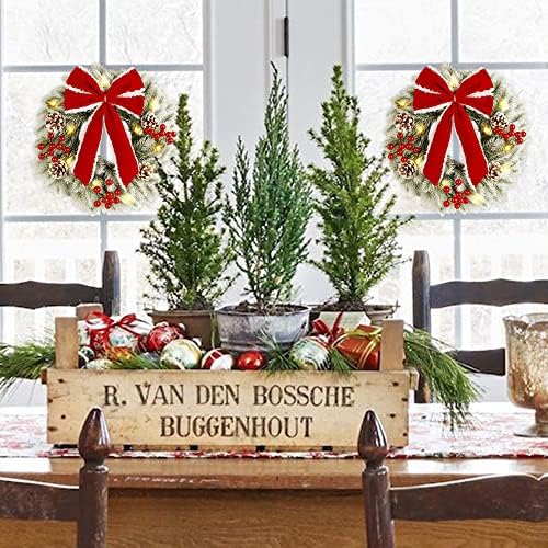 ATDAWN 2 Pcs Christmas Wreath, 15 Inch Outdoor Lighted Wreath for Front Door, Xmas Holiday Party Decorations - Image 4