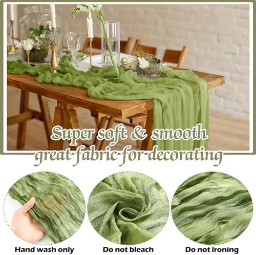 Remagr 12 Pcs Gradient Green Cheesecloth Gauze Table Runners - Image 4