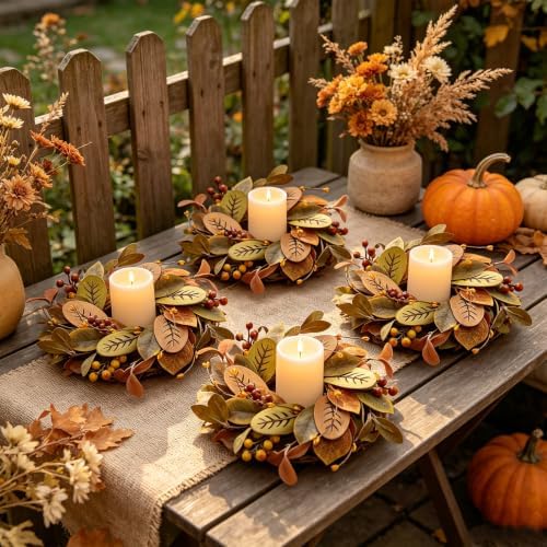 6 PCS Mini Fall Wreaths Kitchen Cabinet Small Autumn Eucalyptus Door Wreath - Image 7