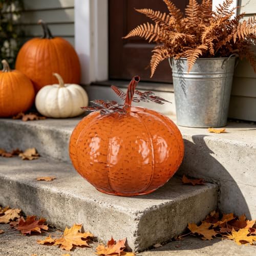 Metallic Fall Pumpkin Decor, Handcrafted Harvest Autumn Table Accent - Image 4