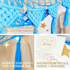 TIDYTEDS Macrame DreamLights Boho Stuffed Animal Storage Net Hammock Extra Large Plush Toy Storage Holder For Small Or Large Plushies BLUE - Image 2