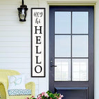 Surfapans Hey Hi Hello Welcome Sign For Front Porch Standing 45"X9" Large Outdoor Tall Wood Frame Vertical Wall Decor Rustic Farmhouse Outside Home Modern Front Door Board Decoration (Black) - Image 6