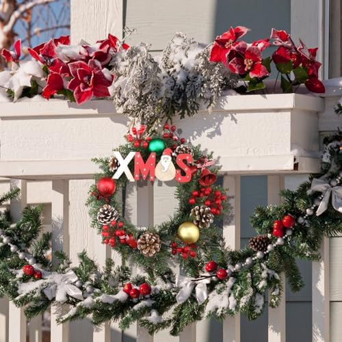 Zeyune 8 Pcs 14" Christmas DIY Green Wreath Artificial Faux Wreath, Fresh - Image 3