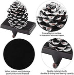 MCEAST 2 Pack Christmas Stocking Holders Pinecone with Snowflake Xmas Stocking Hangers Clips Mantle Hooks for Christmas Decoration - Image 3
