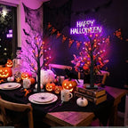 [Timer] 2 Pack Halloween Decorations Indoor, 24 Inch Lighted Black Halloween Tree with 24 Orange & Purple Lights, USB or Battery Powered Spooky Tabletop Tree for Home, Party, Fireplace & Holiday Decor - Image 7