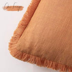 Foindtower Decorative Linen Fringe Throw Pillow Covers 20×20 Dusty Orange - Image 3