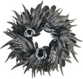 24 Inch Black and Silver Rose Halloween Wreath with 3 Skeleton Hands by BINFEN