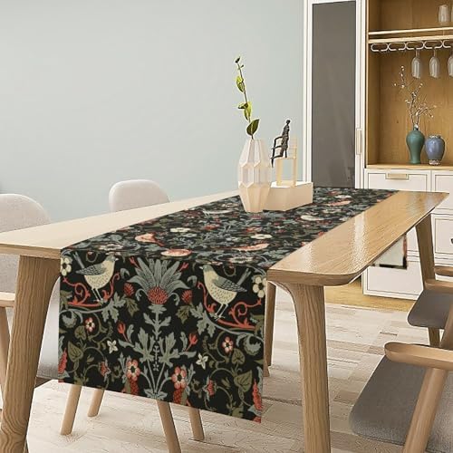 William Morris Plant Table Runner for Table Decor, Art Vintage Botanical Flower Rustic Floral Printed for Kitchen Dining Room Office Farmhouse Party Holiday Decorate 13" x 120" - Image 6