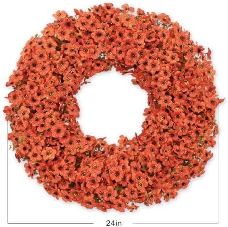 24 Inch Fall Wreaths for Front Door, Autumn Floral Outdoor Wreath - Image 5