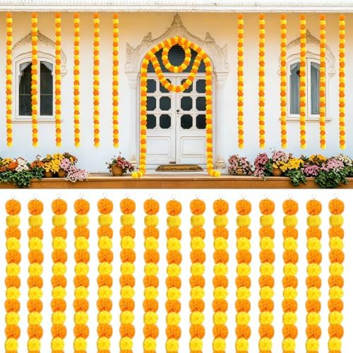15 Pack of 5 FT Marigold Garland Decoration for Pooja & Diwali by Unknown