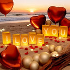 I Love You Decorations – Surprise Set with Light Up Letters, 30 Tea Light Candles, 2000 Rose Petals, 10 Balloons – Luminary Bags for Couples & Romantic Moments - Image 7