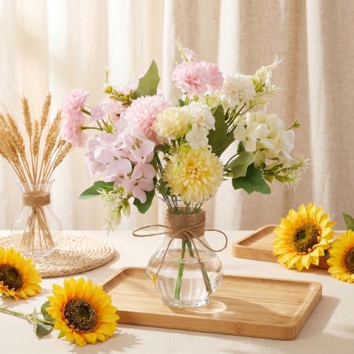 12 Pack 5.7" Plastic Small Vases for Centerpieces with Jute Twine, Plastic Bud Vase Bulk, Flower Vases Bulk Hyacinth Avocado Growing Vases for Wedding Living Room Table Decorations - Image 4