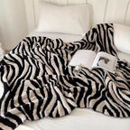 Fluffy Fleece Throw Blanket for Couch, Soft Cozy Black and White Zebra Blankets Fuzzy Thick Twin Blanket for Women, All Seasons (50x70 Inch) - Image 3