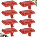 Huwena 8 Pack Christmas Glitter Stocking Holders Metal Weighted Red by Huwena