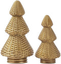 DN DECONATION Gold Christmas Tree Figurines, Natural Rattan Style Decor by DNDECONATION