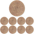 13.8" Set of 8 Brown Seagrass Woven Round Placemats by DaiVuCrafts by DaiVuCrafts
