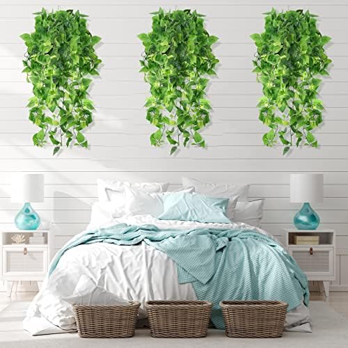 Hoteam 12 Pcs Artificial Hanging Greenery Plants, Pothos - Image 4