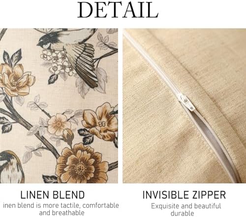 ISAENNE Vintage Linen Square Throw Pillow Cover,Set of 2,18"x18"-Murad A - Image 6