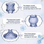 Mumufy 24 Pcs Blue Crystal Taper Candle Holders with Flameless Candles - Image 4
