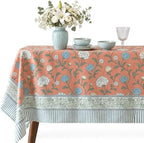 Vintage Floral Rectangle Tablecloth 60x120 Inch Coral Garden by LinksloveHome