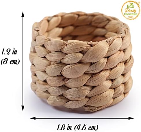 48 Pcs Boho Napkin Rings Bulk, Woven Water Hyacinth Napkin Ring Set of 48 for Wedding Reception, Thanksgiving & Christmas Table Decor, Handmade Rattan Wicker Napkin Holder Rings for Dinner Party - Image 2