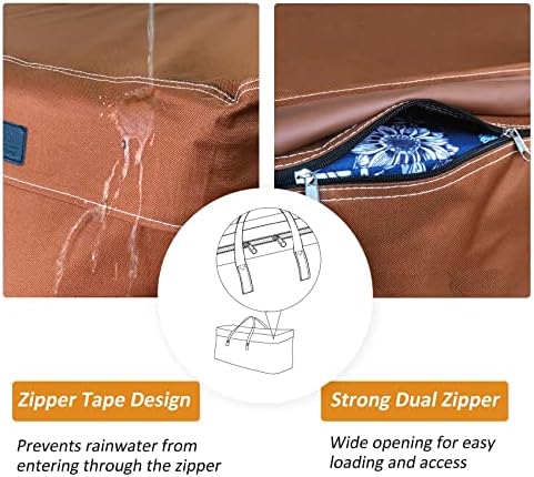 NettyPro Outdoor Patio Cushion Storage Bags Water-Resistant Extra Large 9 Ft Christmas Tree Cushion Bags for Storage, 65 x 20 x 28 Inch, Brown - Image 3