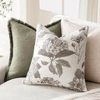 Foindtower Set of 2 Linen Floral Vintage Throw Pillow Covers Neutral Accent Decorative Cushion Covers Farmhouse Boho Home Decor for Sofa Chair Couch Bedroom Living Room,20×20 Inch,Light Gray - Image 4