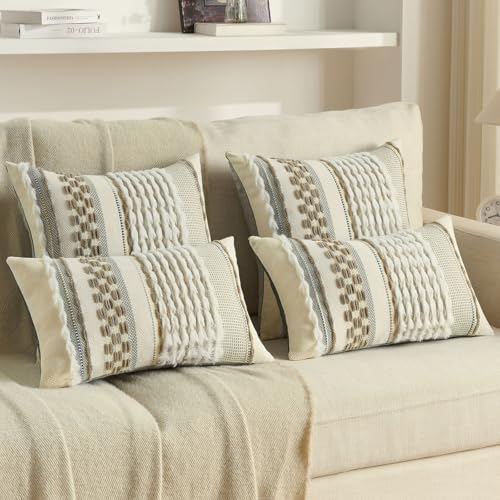 FUTEI 2 Pack Tufted Throw Pillow Covers Covers 50x50 cm,Grey+Brown - Image 5