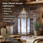 Vela Lanterns Decorative Indoor Candle Holder Table Centerpieces - Moroccan Hanging Outdoor Patio & Porch Home Decor, Turkish Lamp for Wedding, Ramadan (Large 12", White Gold) - Image 5