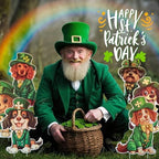 6 Pcs St. Patrick's Day Yard Sign Dogs Decorations Green Plaid Glitter Outdoor Lawn Sign with Stakes for St. Patrick's Day Home Garden Irish Decorations Party Decor (6 pack dogs) - Image 2