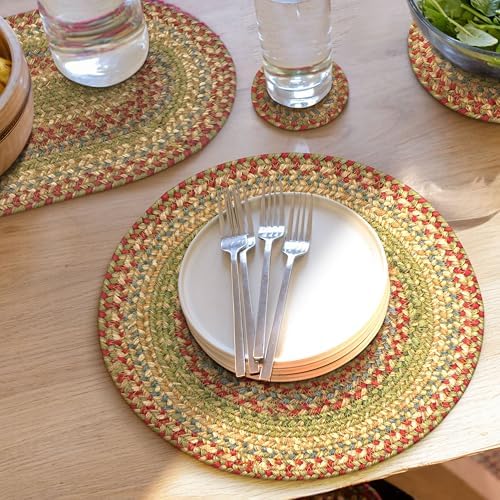 Homespice Azalea Braided Placemats Ideal as Table Mats, Round 15" Set of 2 by Homespice