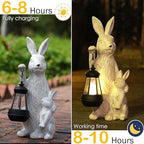 Solar Garden Statues Bunny Decor with LED Lights Home Decorations Outdoor Garden Rabbit Statue for Patio, Balcony, Yard, Lawn Ornament - Unique Housewarming Birthday Gifts for Women - Image 2