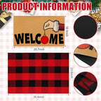 Tinideya 2 Pcs Christmas Door Mat Outdoor Layered Red and Black Welcome Mat - Image 2