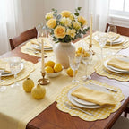 Breling 6 Set Gingham Placemat 17" x 13" Cotton Linen Placemat, Yellow - Image 4