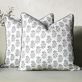 CPC Misty Grey Floral Block Print Throw Pillow Covers 20x20 Inch, Set of 2 by COTTONPRINTCLUB