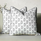 CPC Misty Grey Floral Block Print Throw Pillow Covers 20x20 Inch, Set of 2 by COTTONPRINTCLUB