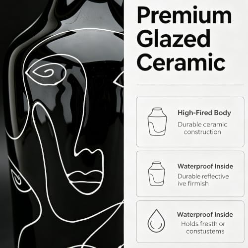 Kimdio Ceramic Vase Set, Black, 2pcs - Image 4