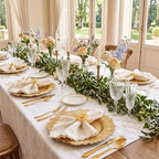 Dandat 48 Pcs Charger Plate Bulk 13'' Floral Reef Plates with Napkin Ring Plastic Dinner Charger Hollow Out Flower Napkin Holder Plastic Plate for Table Setting Wedding Party (Champagne Gold) - Image 7