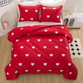 Caressma Love Comforter Set King Size - Cute White Heart Print Red Bedding Comforter 3 Pieces Matching Pillowshams by Caressma