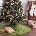 Velvet Christmas Tree Skirt Decor, 60 Inches, Scalloped Edge, Olive Green - Image 6