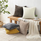 decorUhome Textured Chenille Throw Pillow Covers 26x26 Set of 2 Dark Grey - Image 6