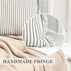 ZWJD Throw Pillow Covers 20x20 Set of 2 Striped Pillow Covers with Fringe Chic Cotton Decorative Pillows Square Cushion Covers for Sofa Couch Bed Living Room Farmhouse Decor - Image 5