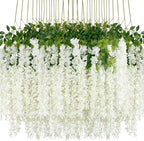 48Pcs Artificial Wisteria Flowers 3.6 Feet/Piece White Dense Artificial Fake Wisteria Vine Ratta Hanging Garland Silk Flowers String Home Party Wedding Decor(White-Dense) by HanYun